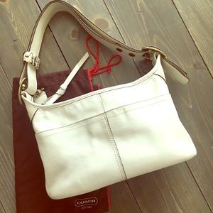 White Coach leather medium handbag